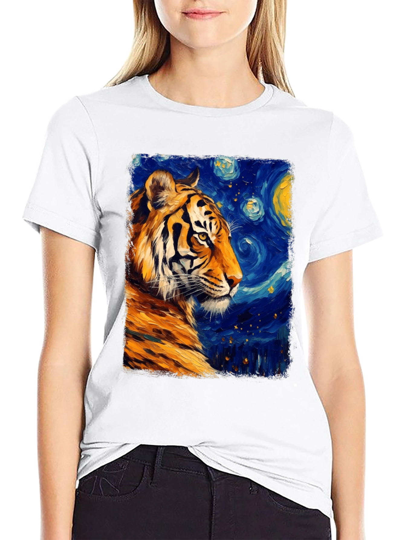 Tiger Starry Night T-Shirt - Artistic Graphic Tee