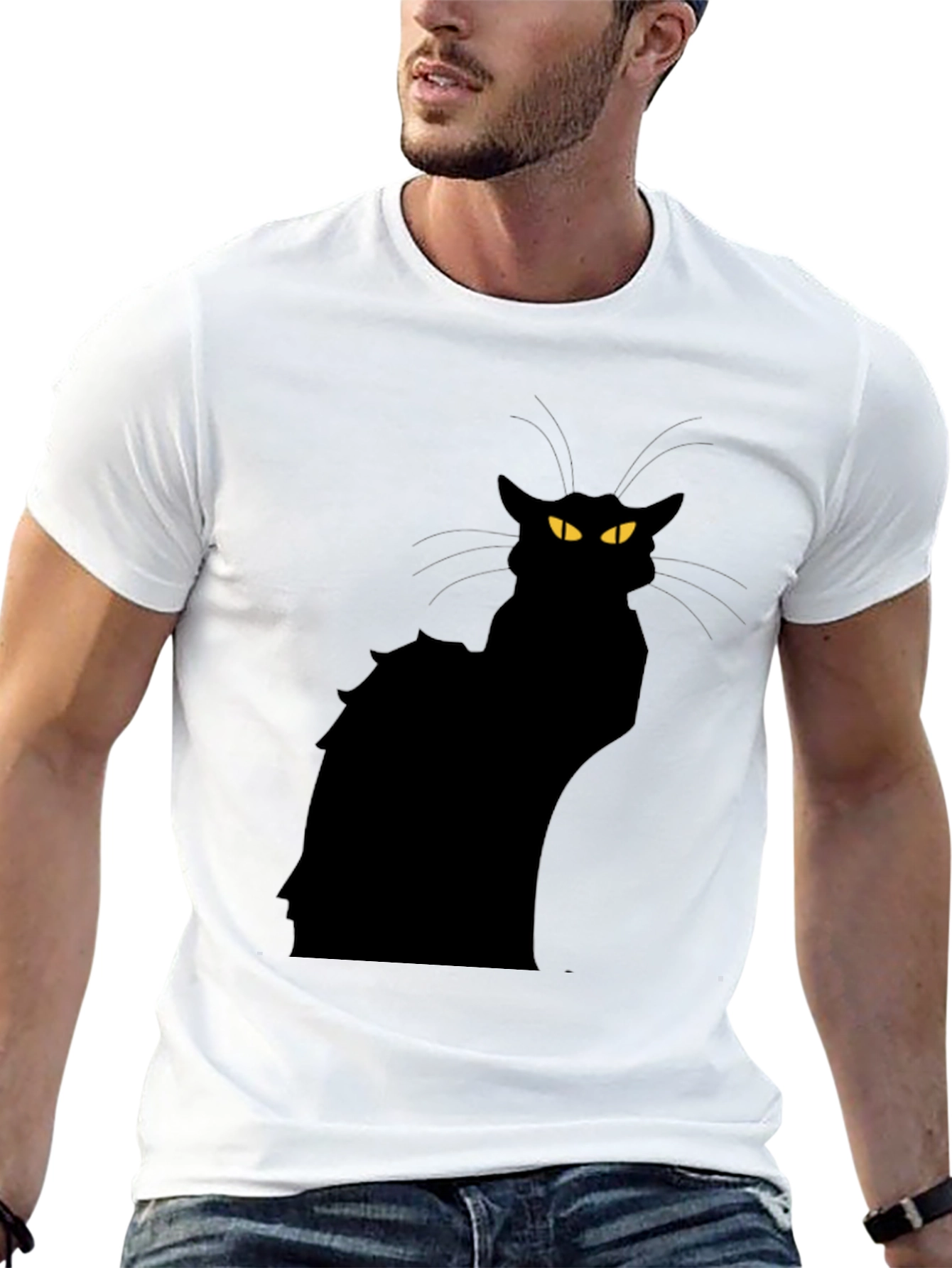 Black Cat Graphic T-Shirt - Mens Fashion