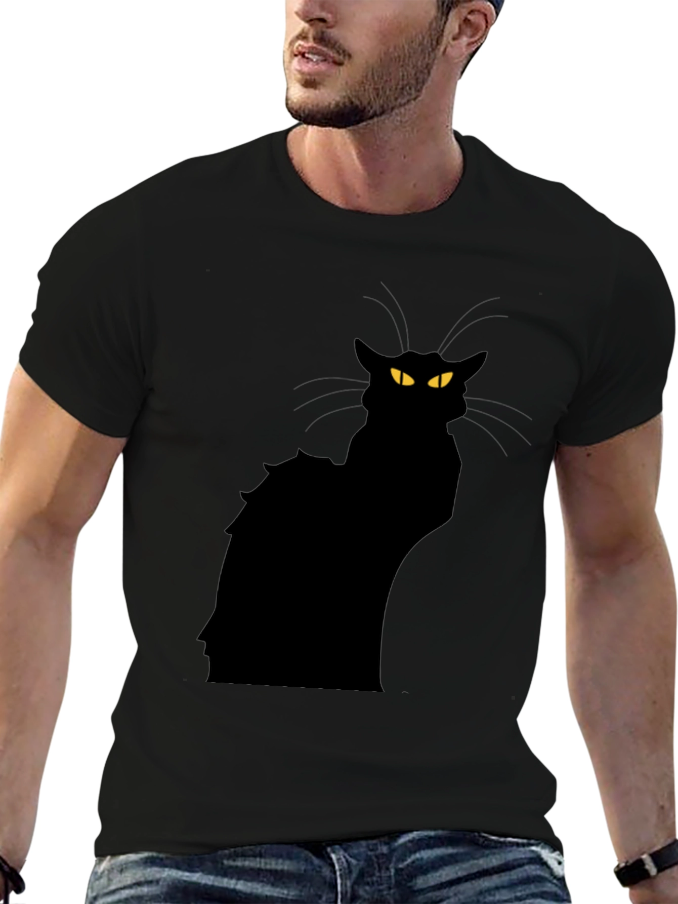 Black Cat Graphic T-Shirt - Mens Fashion