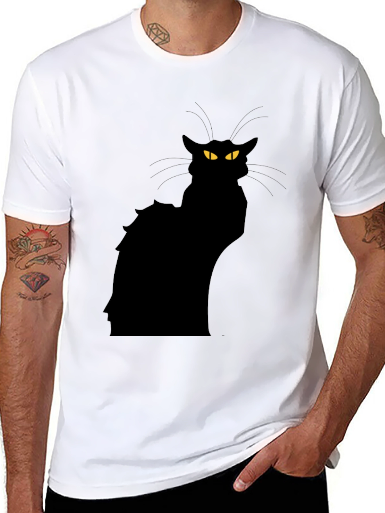 Black Cat Graphic T-Shirt - Mens Fashion