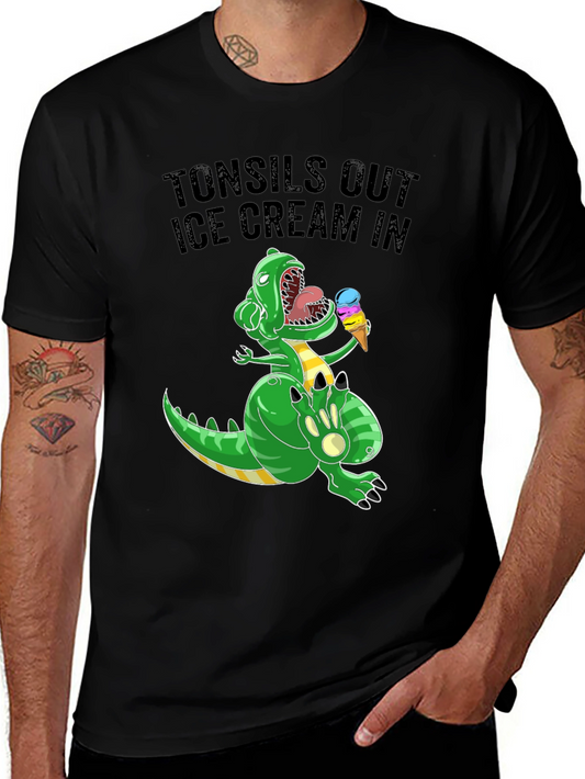 Tonsils Out Ice Cream In T-Rex Graphic Tee