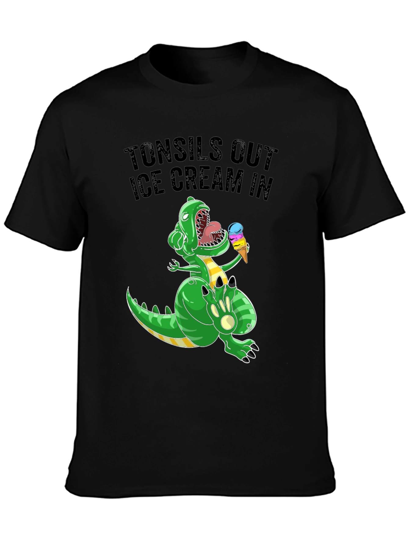 Tonsils Out Ice Cream In T-Rex Graphic Tee