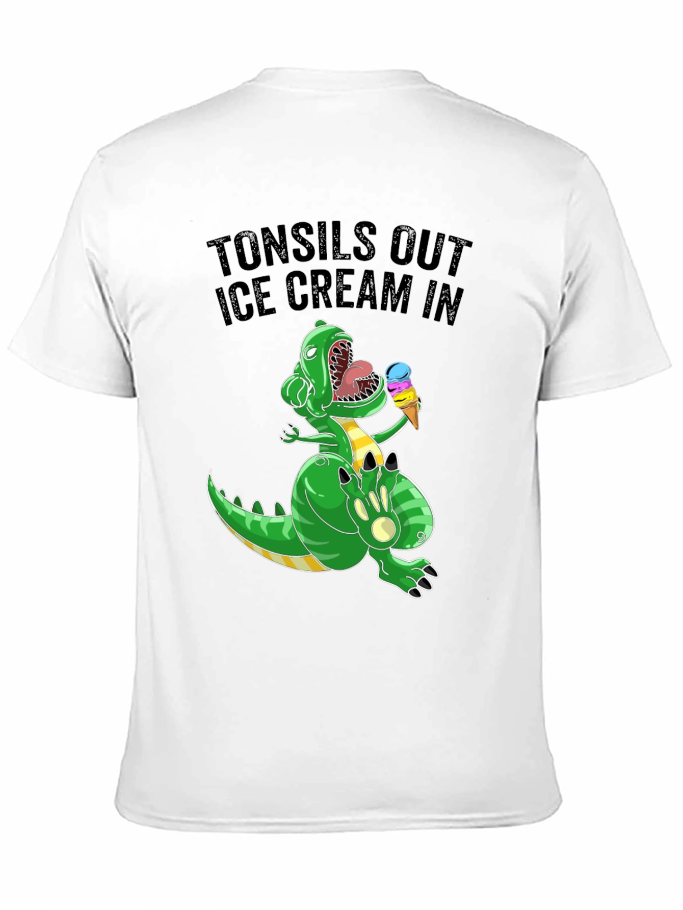 Tonsils Out Ice Cream In T-Rex Graphic Tee
