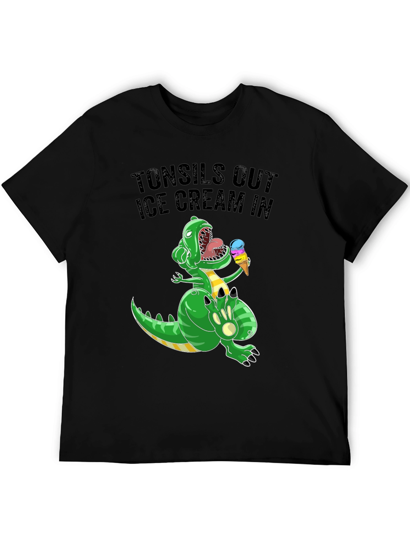 Tonsils Out Ice Cream In T-Rex Graphic Tee