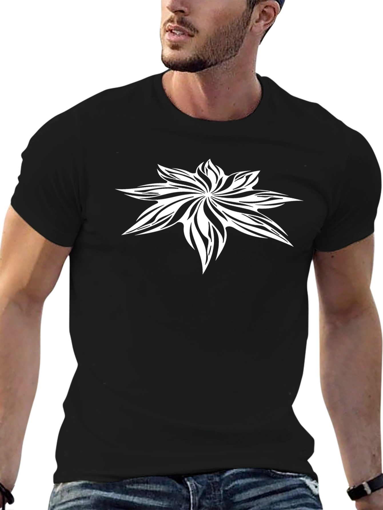 Abstract Floral Graphic Black T-Shirt