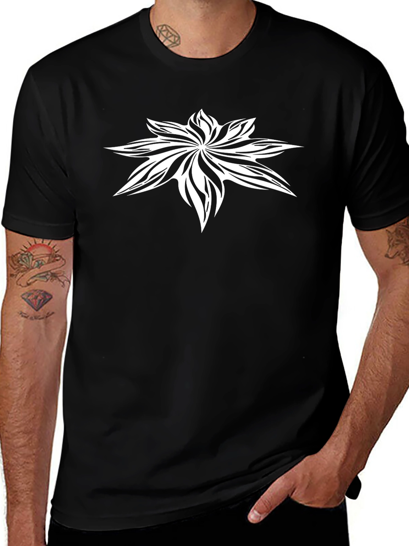 Abstract Floral Graphic Black T-Shirt