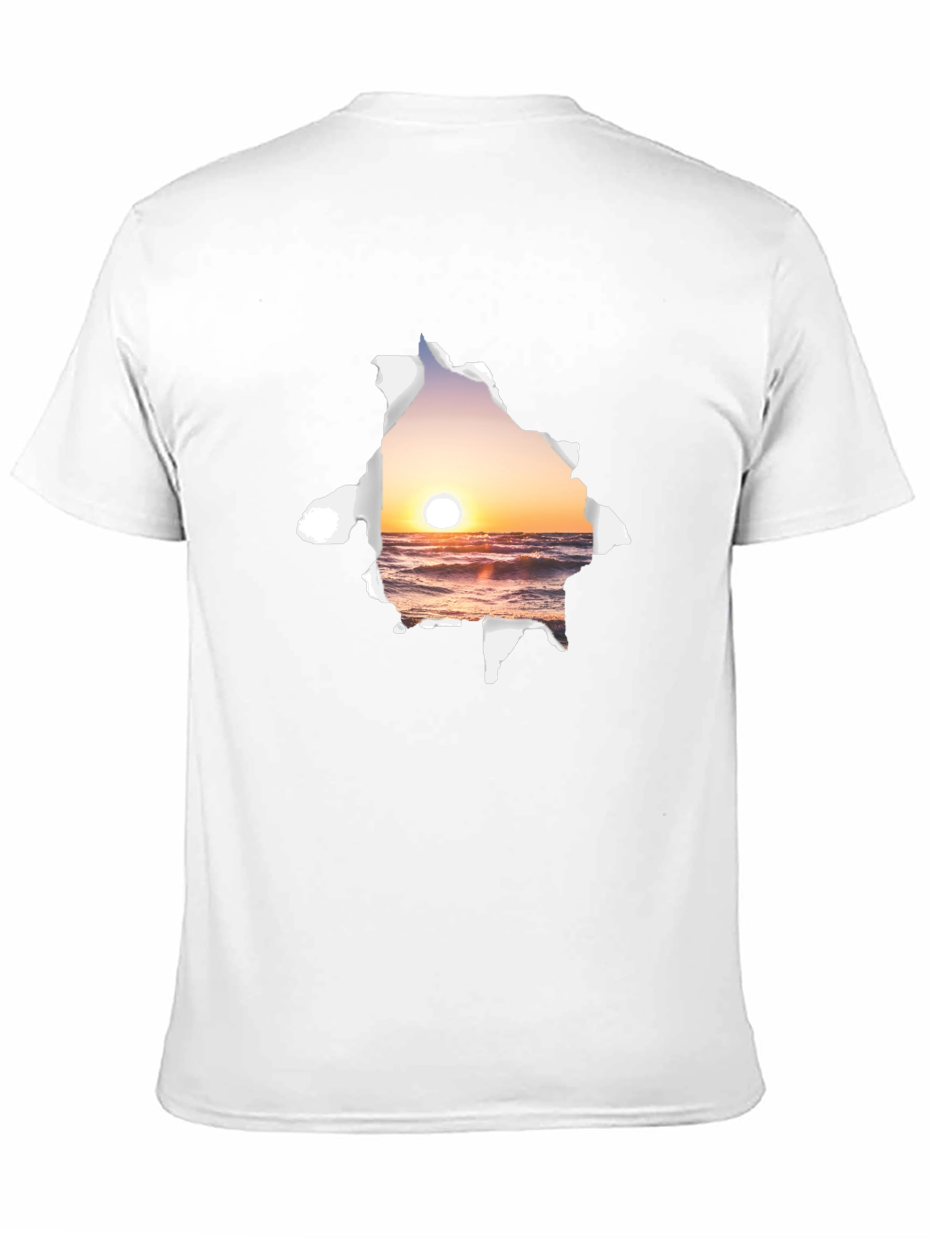 Sunset Beach Graphic Tee - Black Cotton T-Shirt