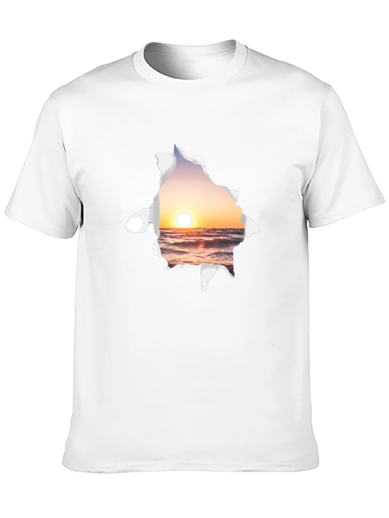 Sunset Beach Graphic Tee - Black Cotton T-Shirt