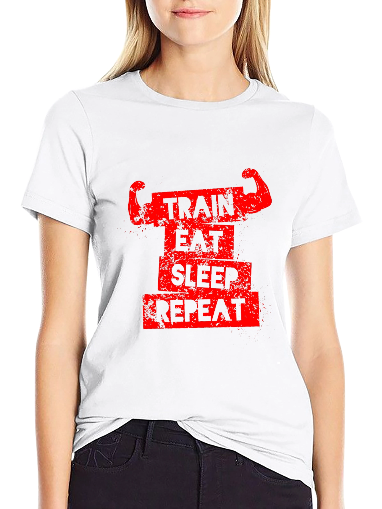 Train Eat Sleep Repeat Graphic Tee - Black