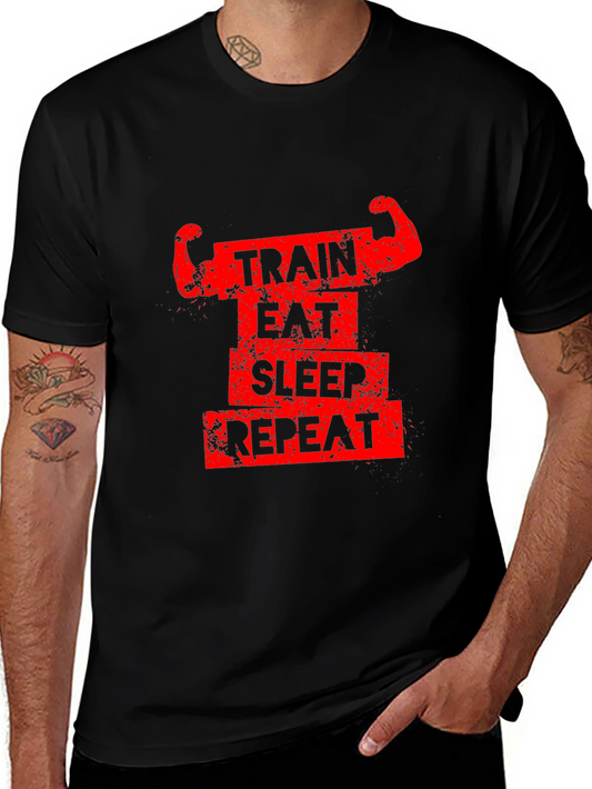 Train Eat Sleep Repeat Graphic Tee - Black