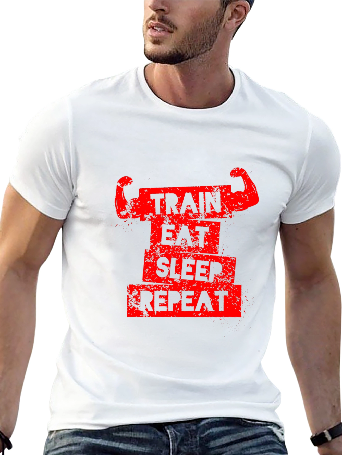 Train Eat Sleep Repeat Graphic Tee - Black