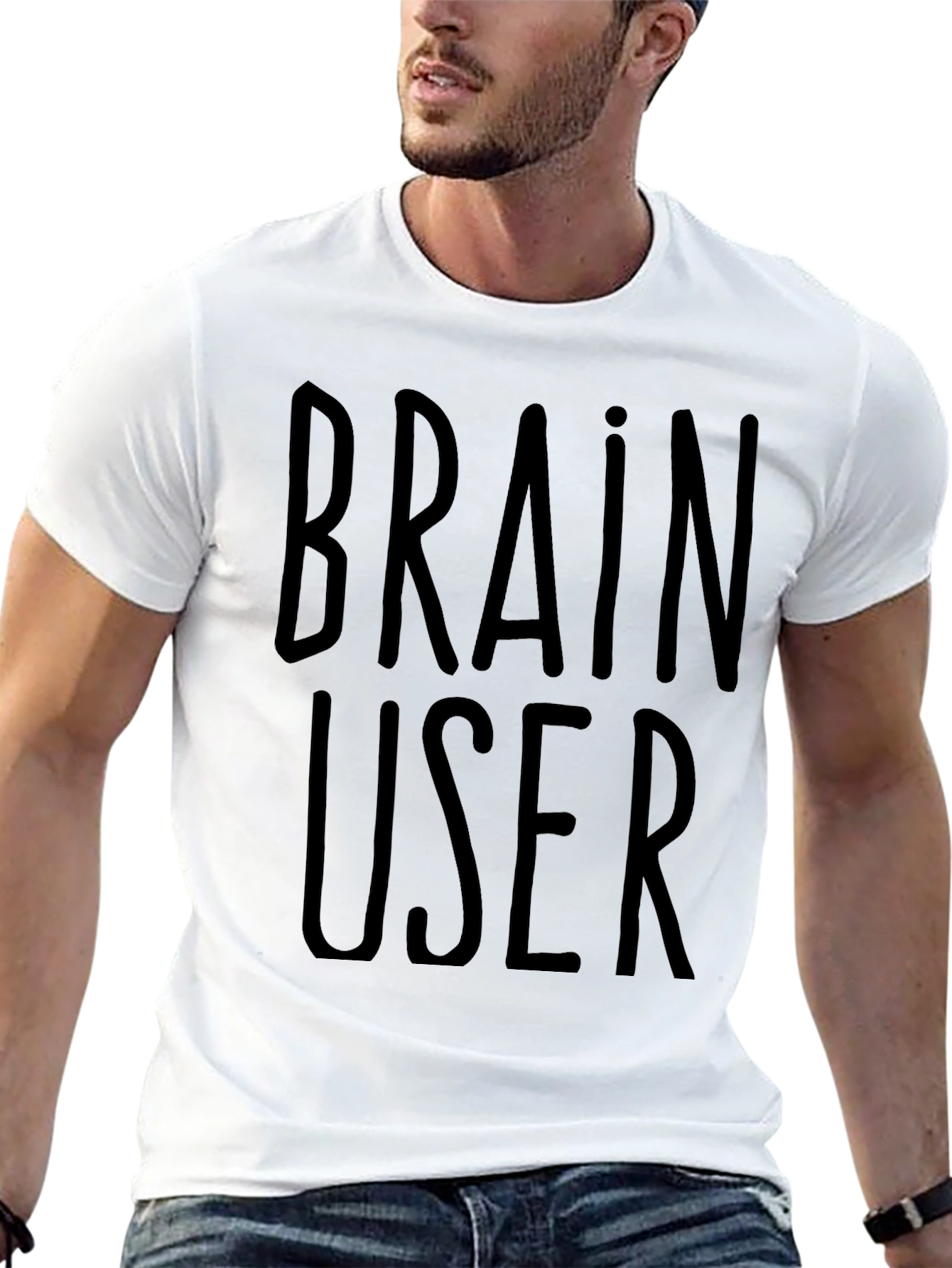 Brain User Graphic Tee - Black Crew Neck T-Shirt