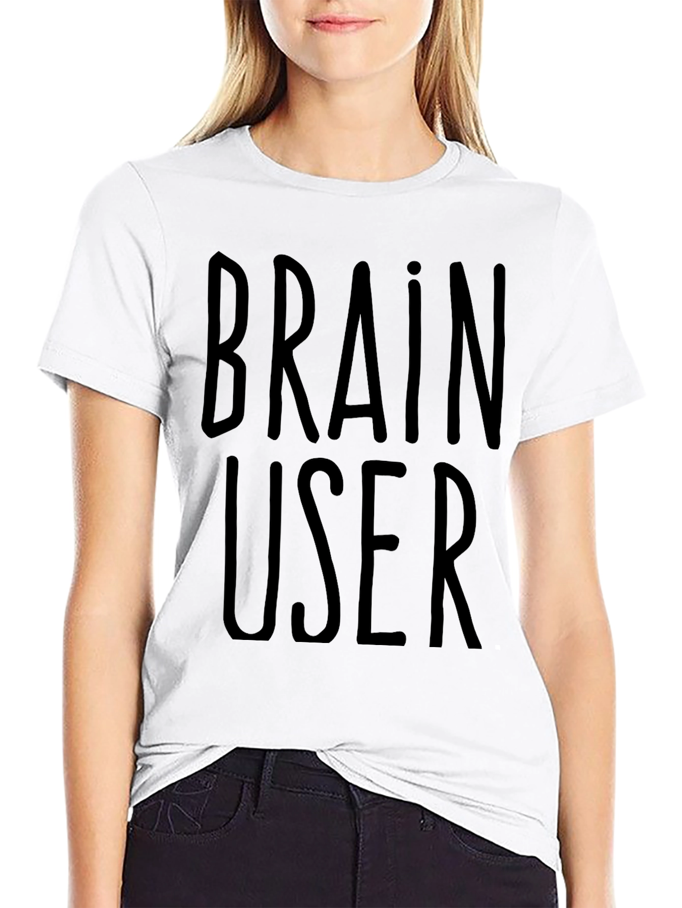 Brain User Graphic Tee - Black Crew Neck T-Shirt