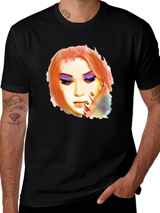 Watercolor Woman Graphic Black Tee