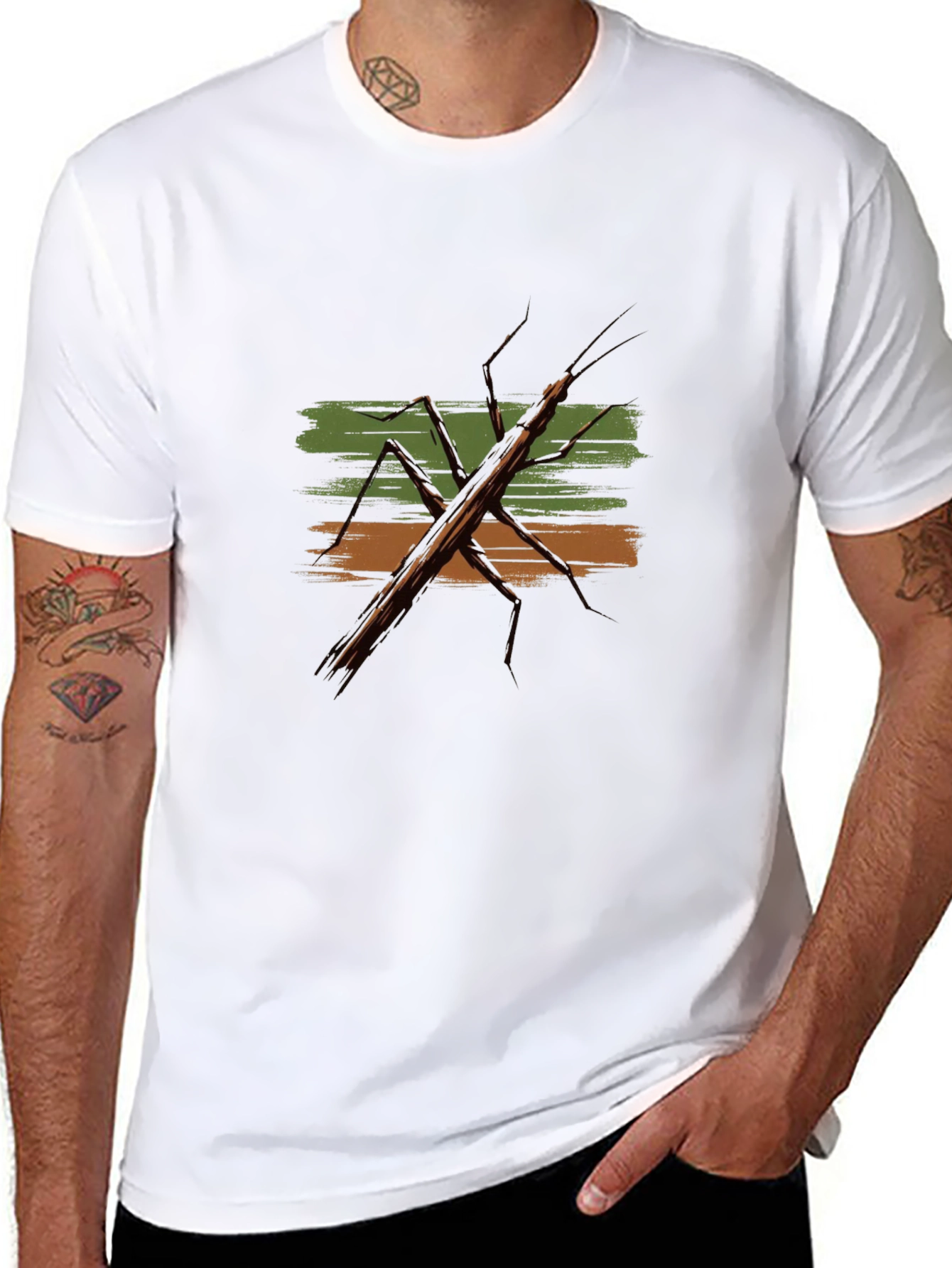 Stick Bug Graphic Tee - Novelty Insect T-Shirt