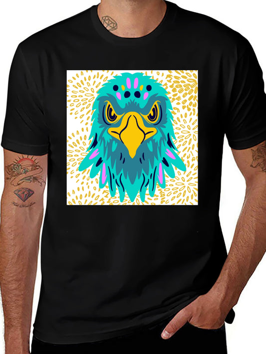 Bold Eagle Graphic Tee - Black Cotton Casual T-Shirt