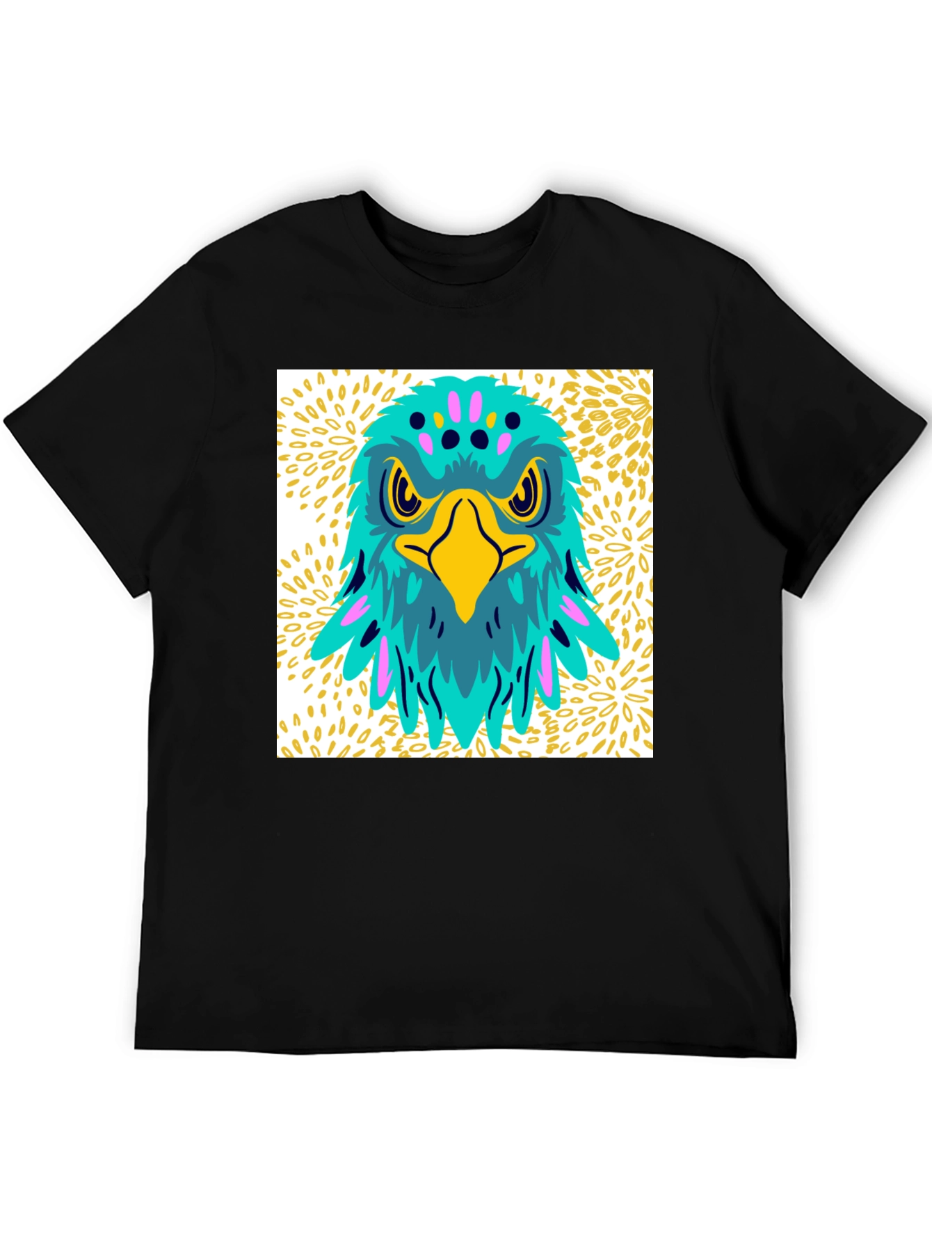 Bold Eagle Graphic Tee - Black Cotton Casual T-Shirt