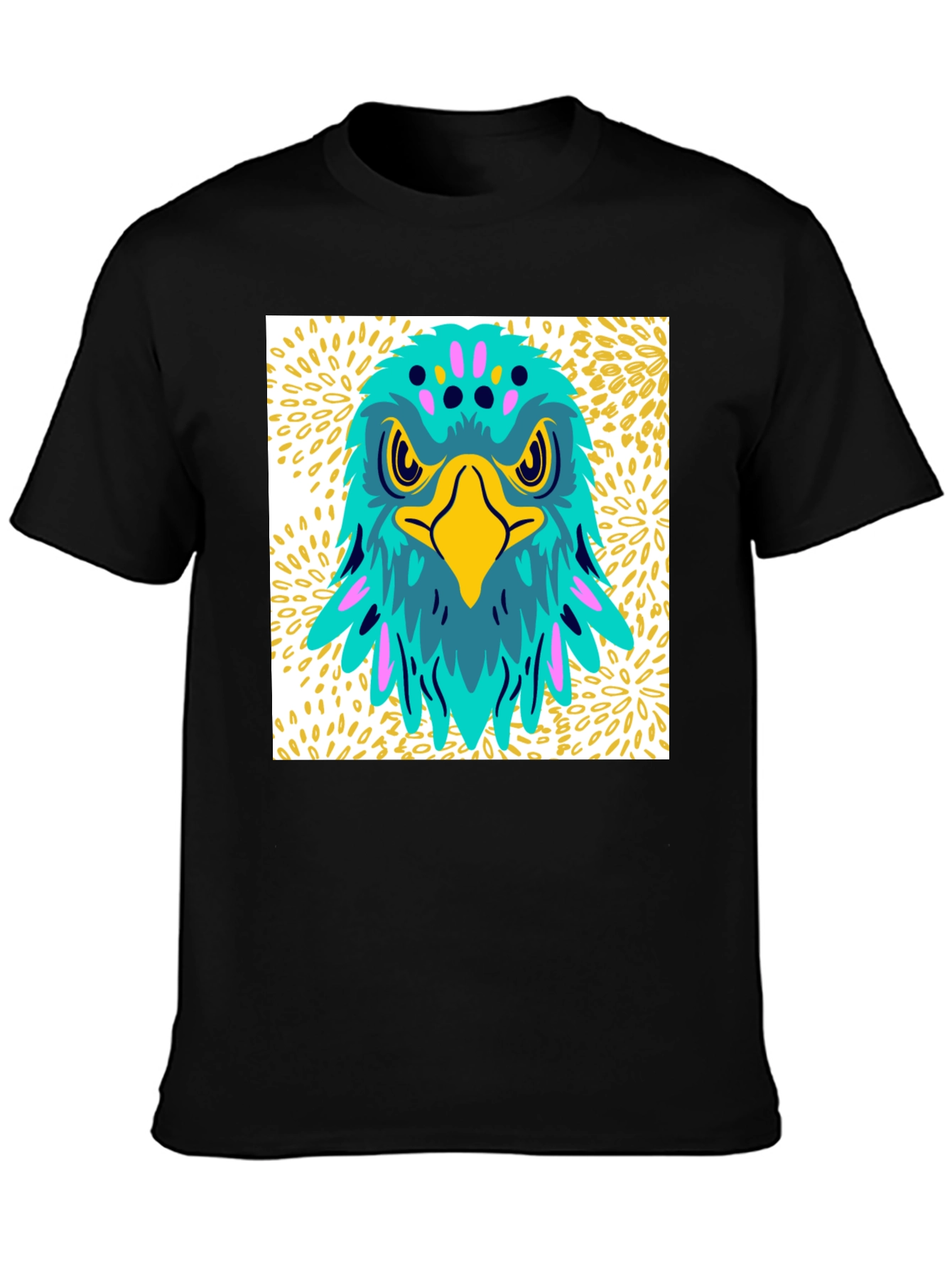 Bold Eagle Graphic Tee - Black Cotton Casual T-Shirt