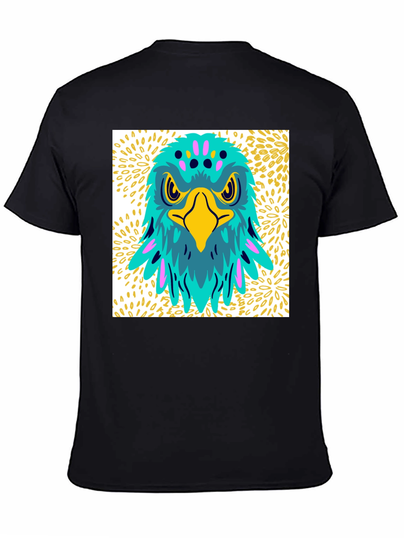 Bold Eagle Graphic Tee - Black Cotton Casual T-Shirt
