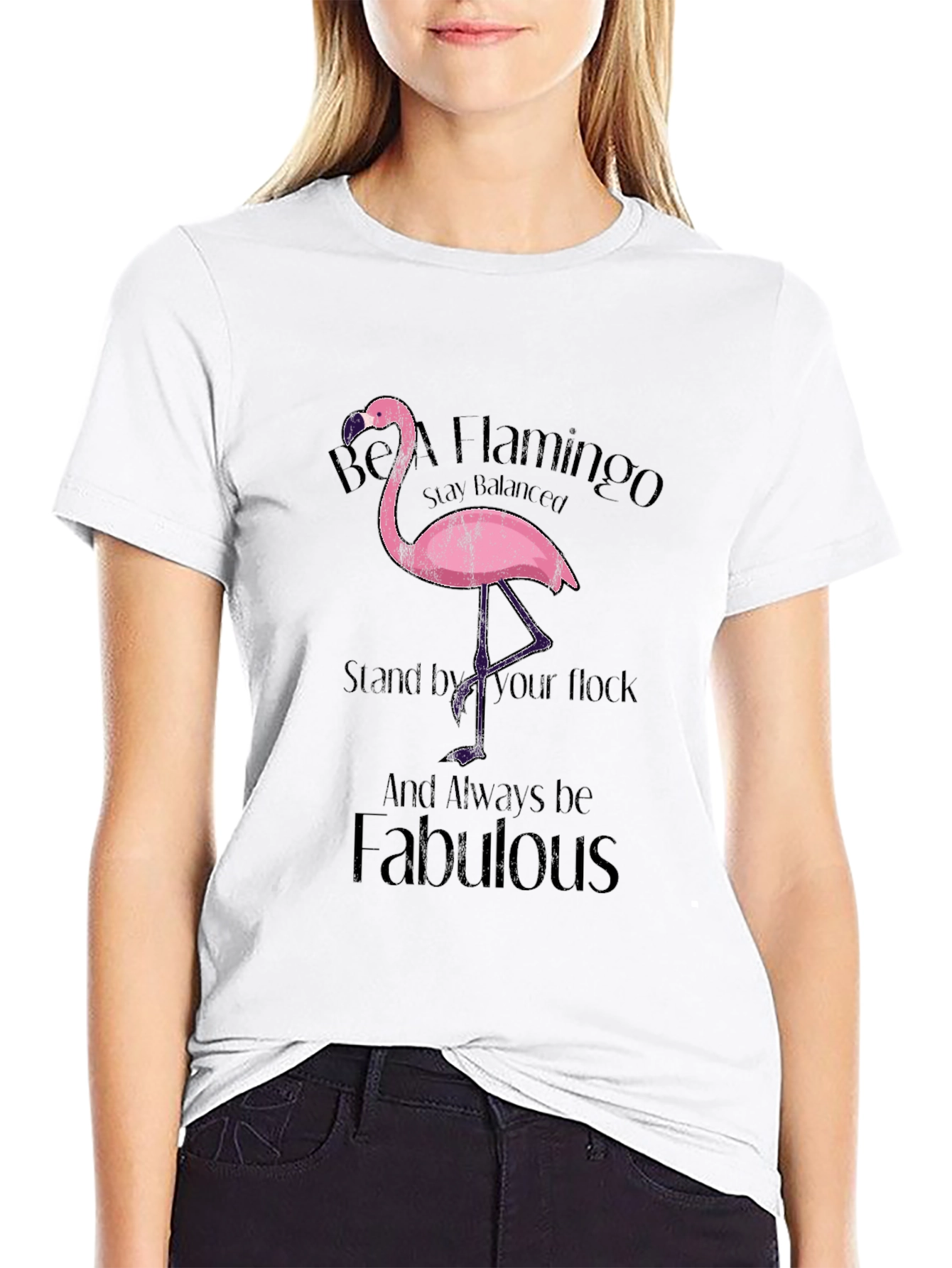 Be a Flamingo Black T-Shirt