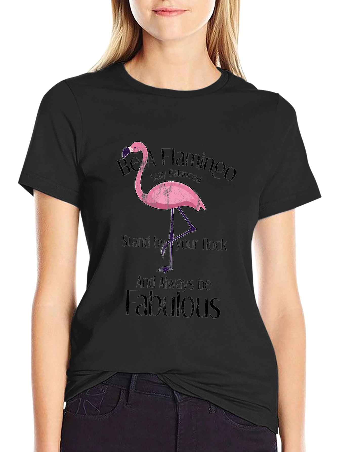 Be a Flamingo Black T-Shirt