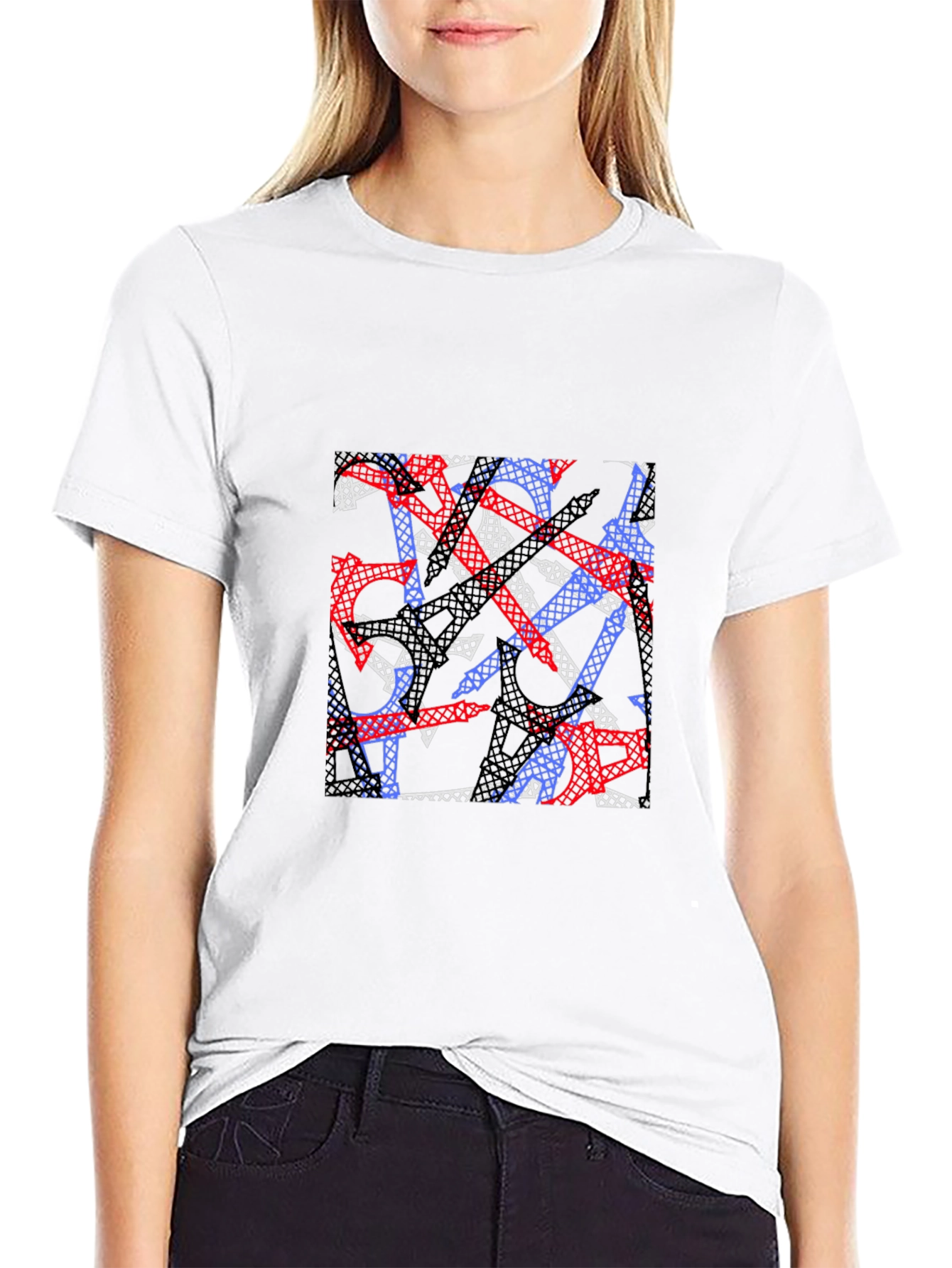 Abstract Eiffel Tower Print Mens T-Shirt