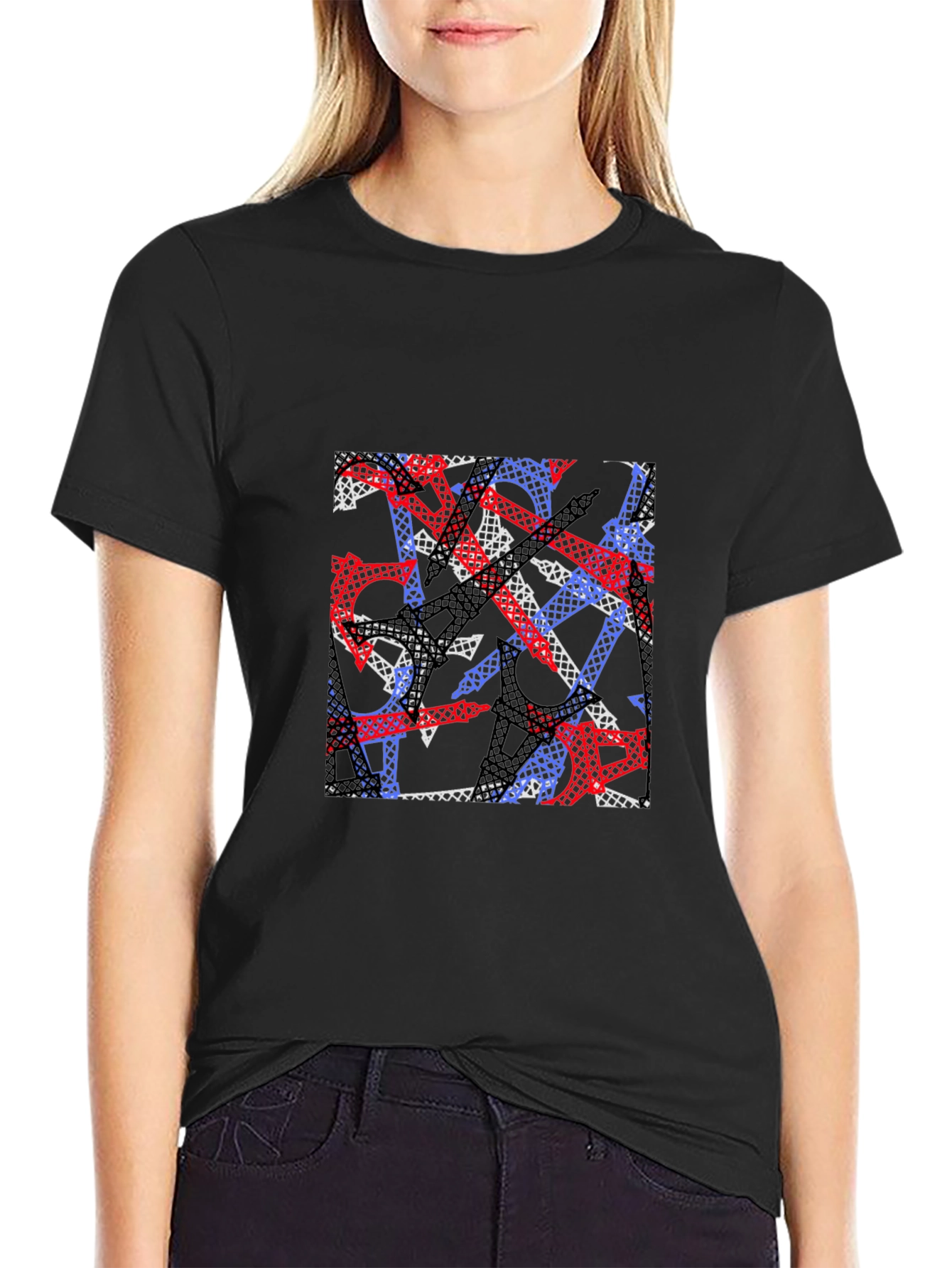 Abstract Eiffel Tower Print Mens T-Shirt
