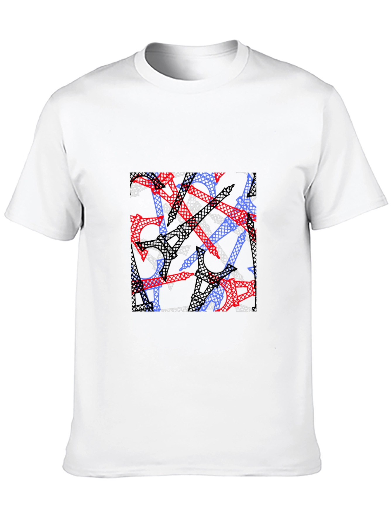 Abstract Eiffel Tower Print Mens T-Shirt