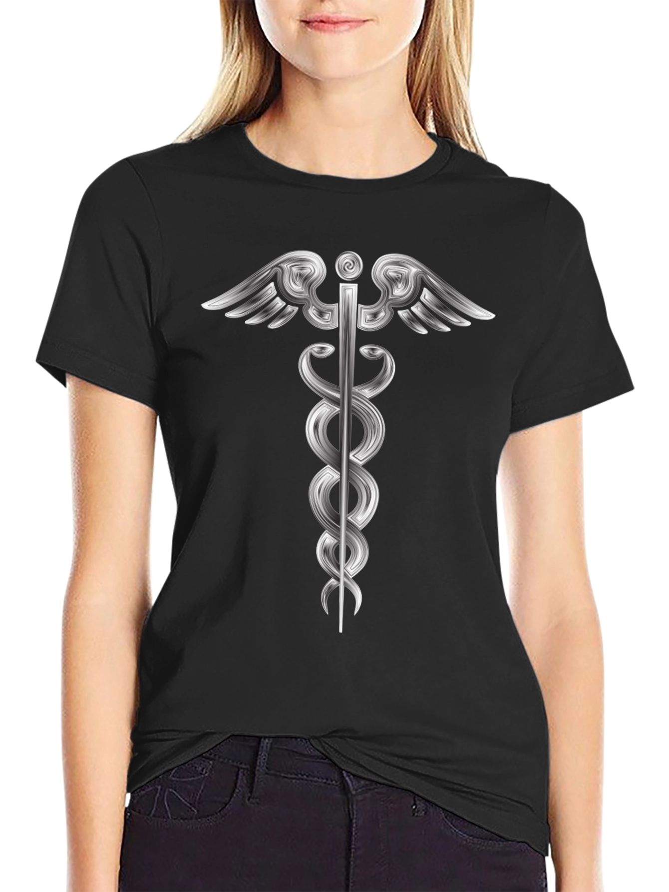 Caduceus Graphic Black T-Shirt