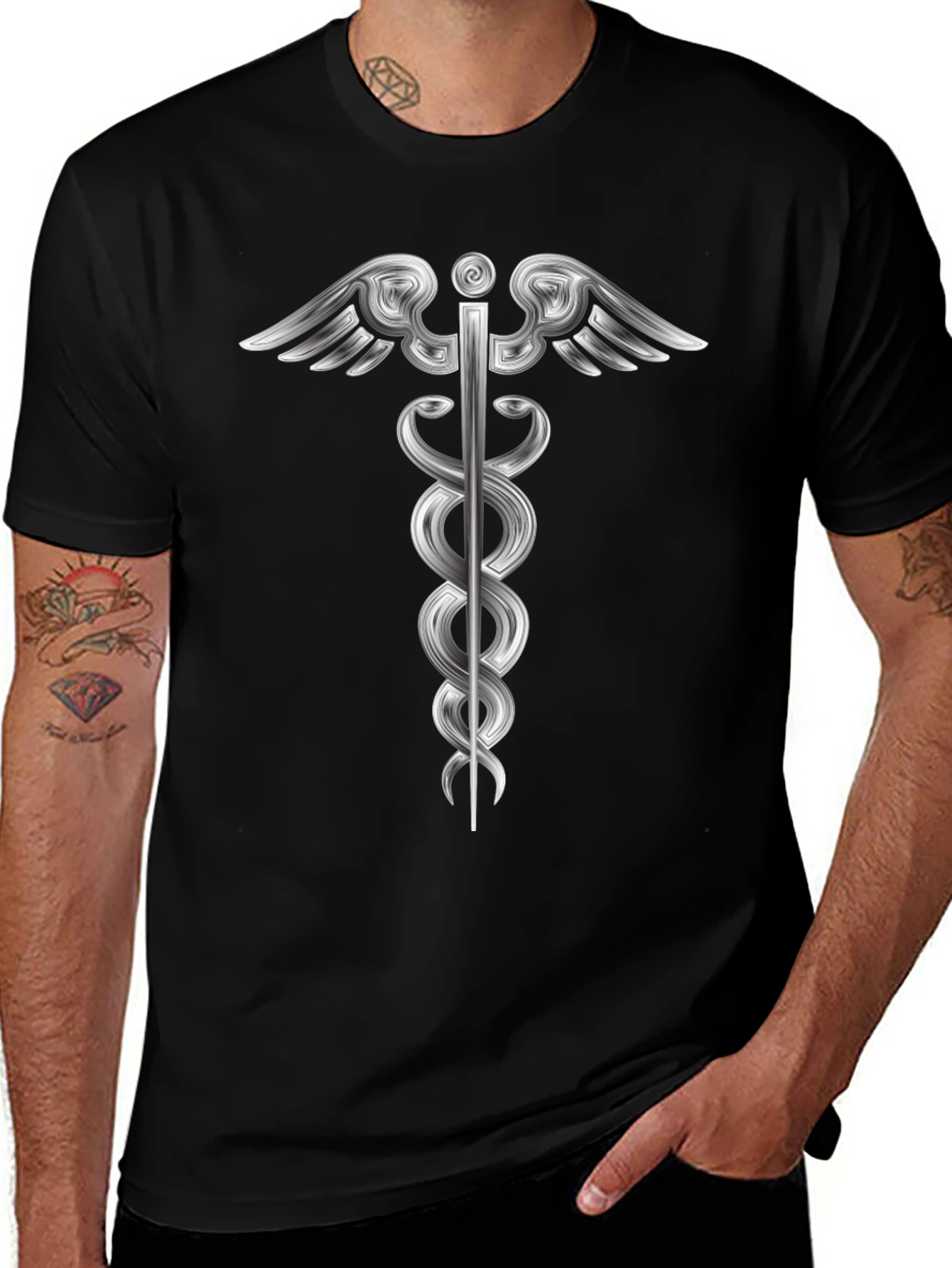 Caduceus Graphic Black T-Shirt