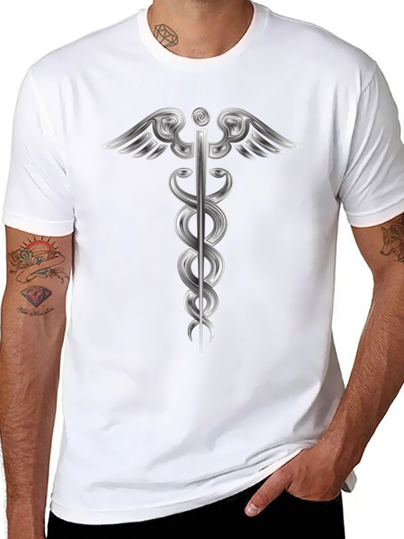 Caduceus Graphic Black T-Shirt