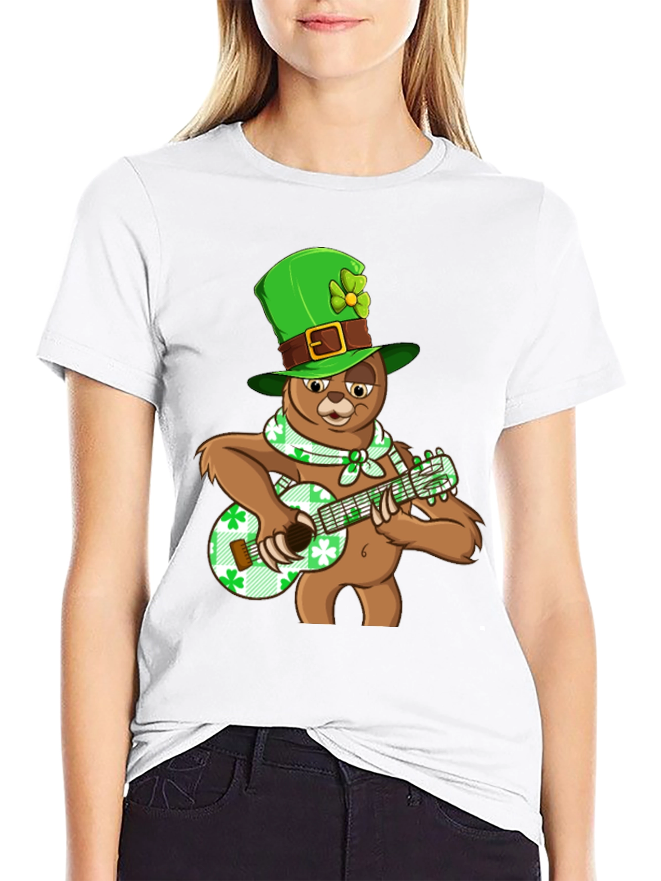 St. Patricks Day Sloth Guitar T-Shirt