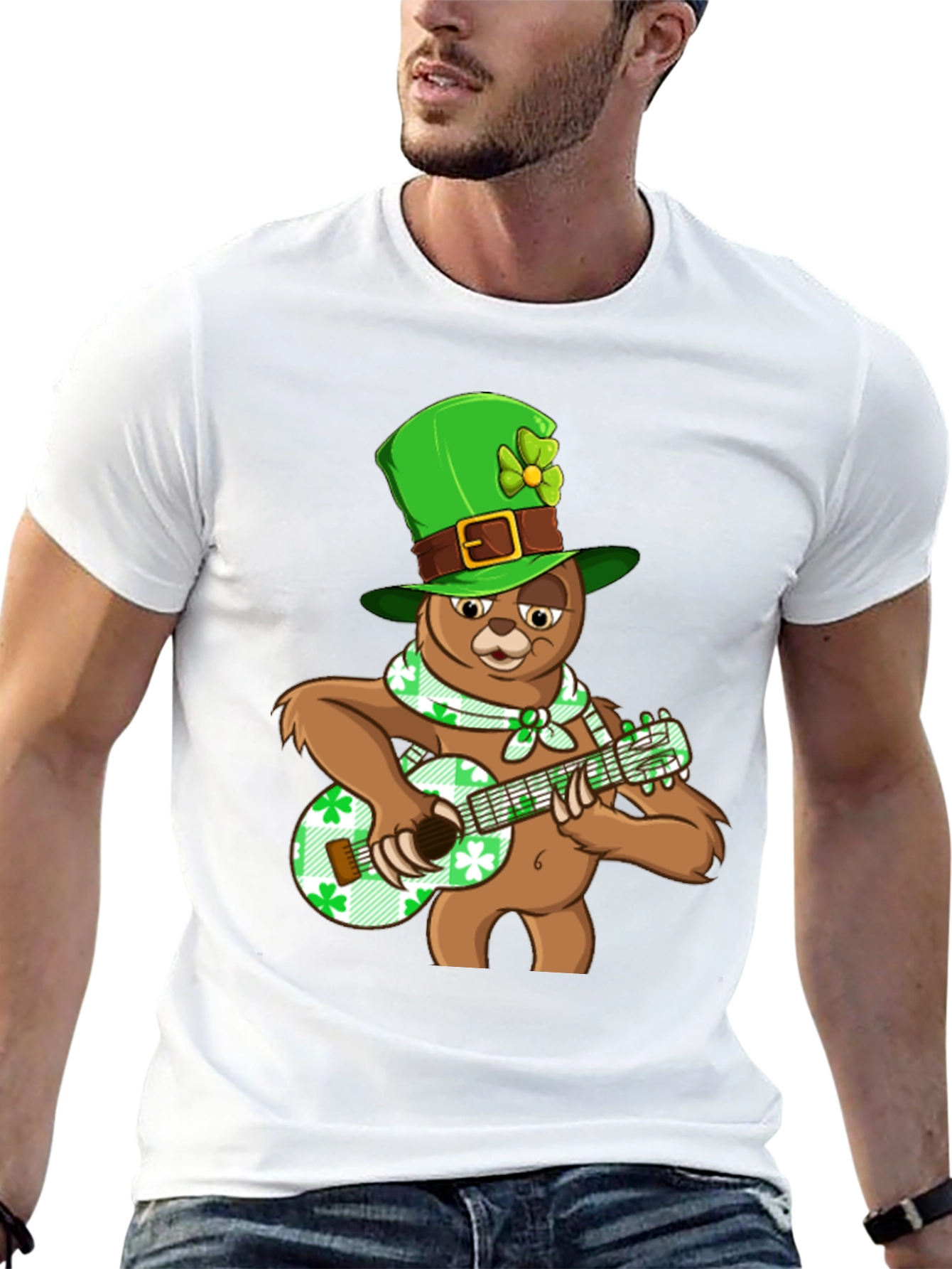 St. Patricks Day Sloth Guitar T-Shirt