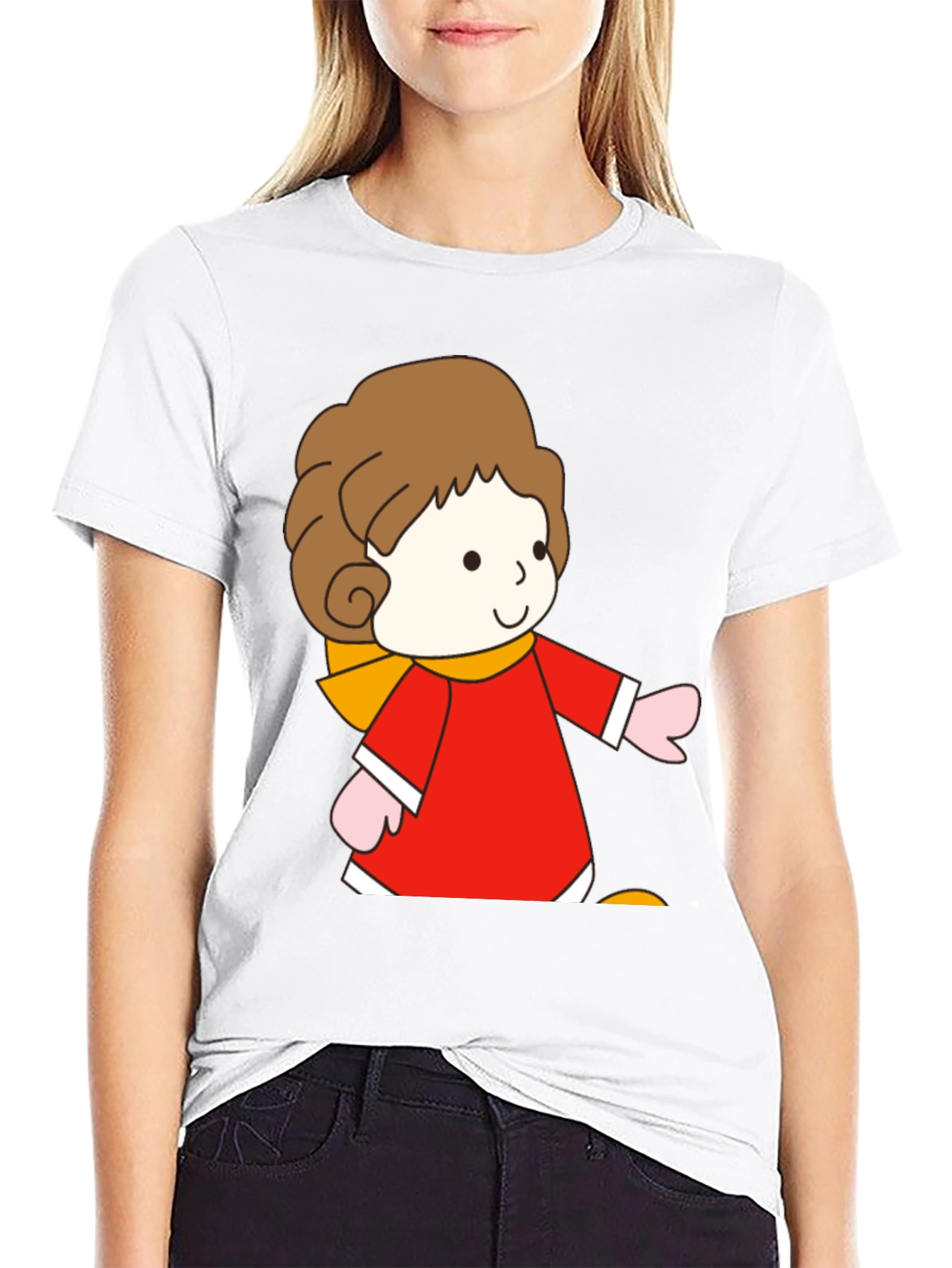Cartoon Girl Graphic Tee - Black Unisex T-Shirt