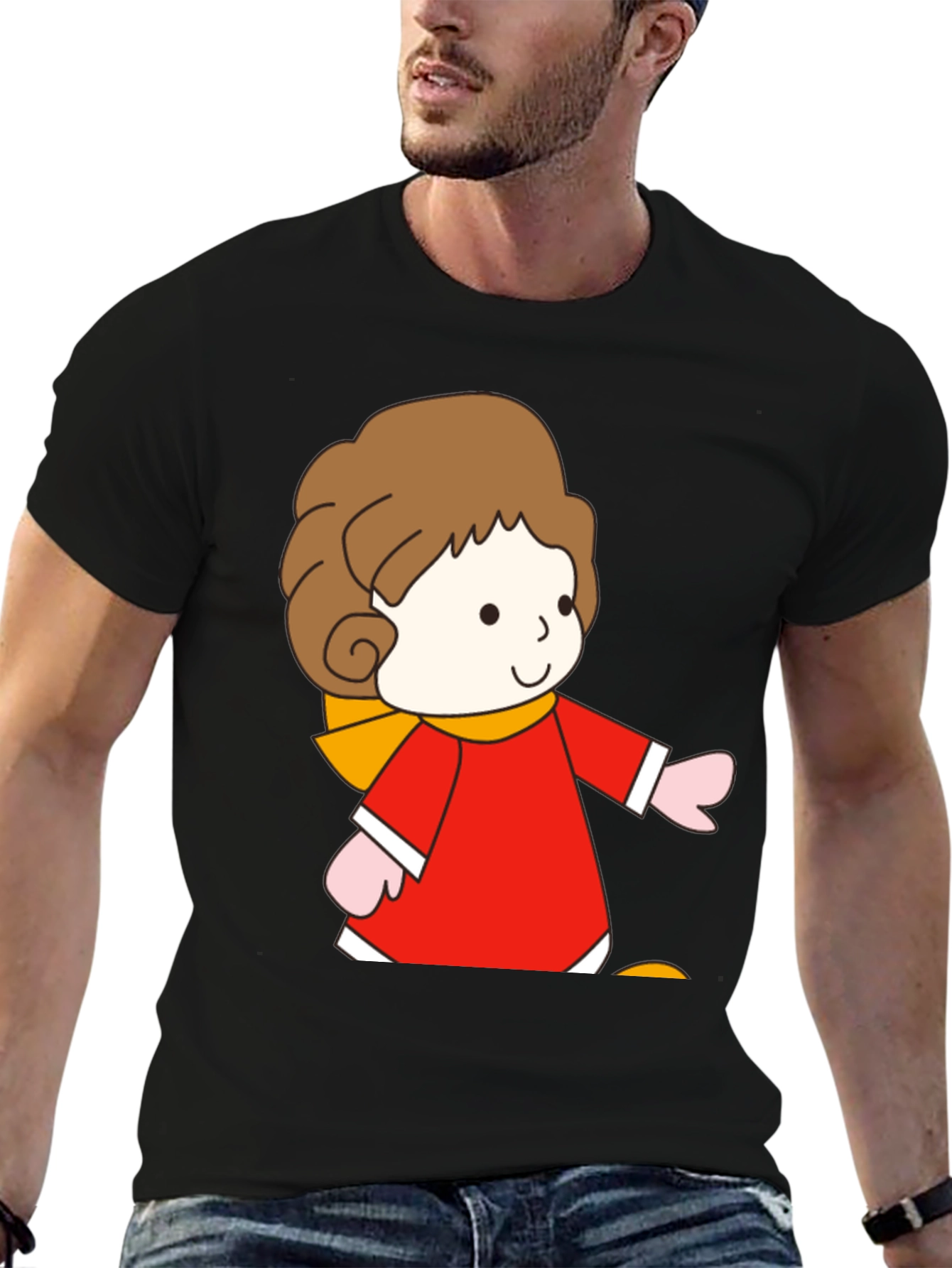 Cartoon Girl Graphic Tee - Black Unisex T-Shirt