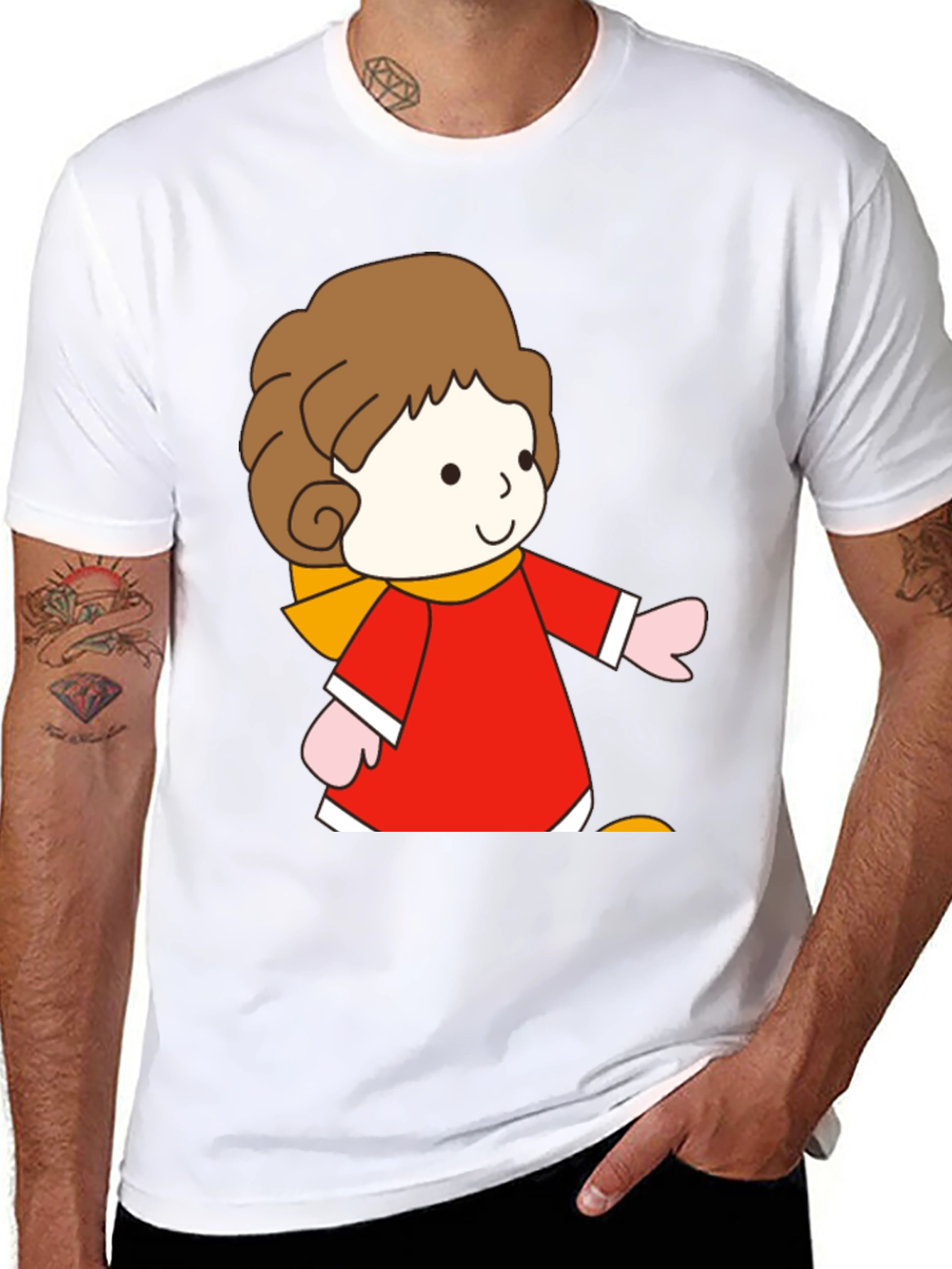 Cartoon Girl Graphic Tee - Black Unisex T-Shirt