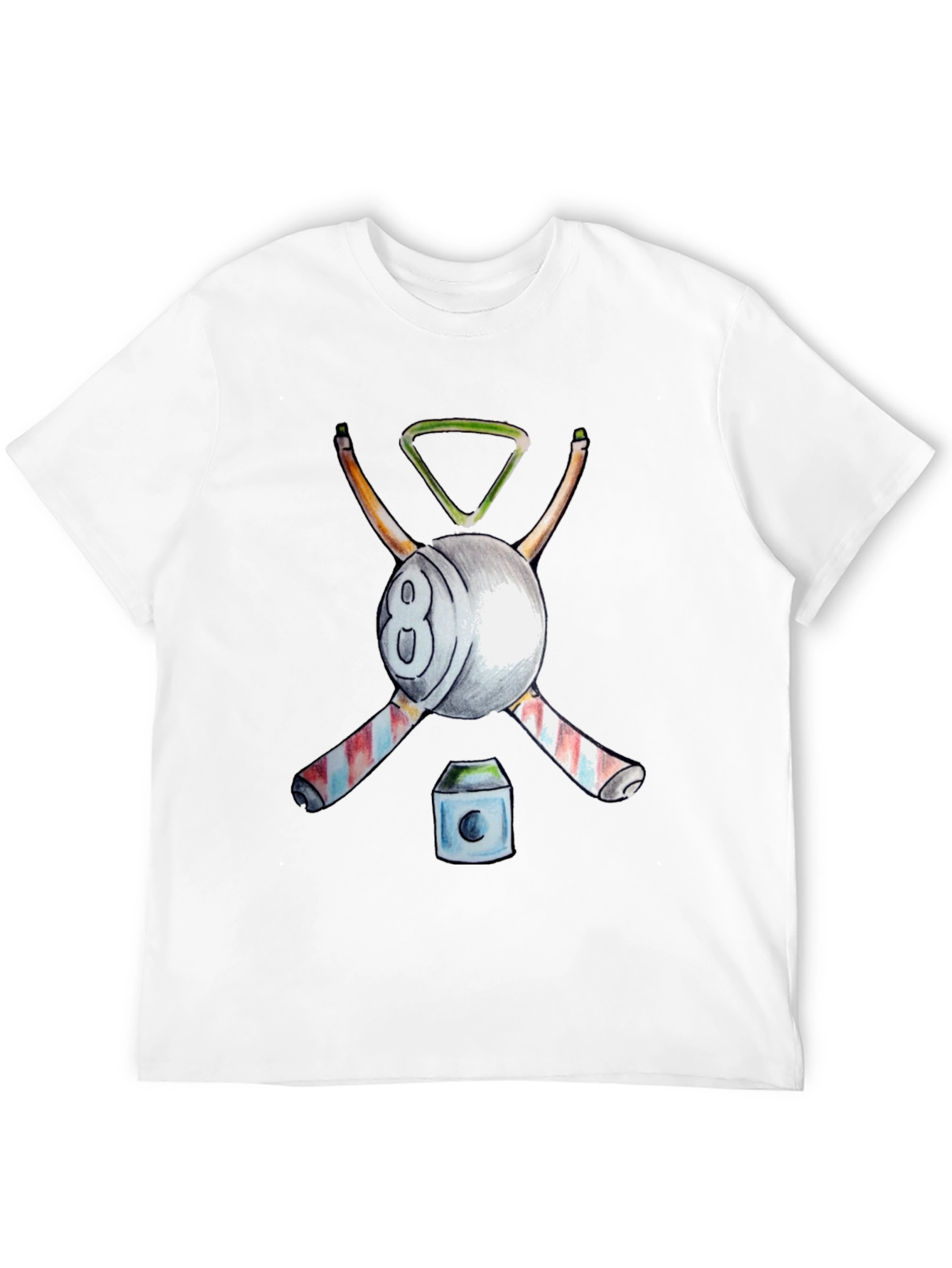 Billiards T-Shirt - 8 Ball Cue Rack Design