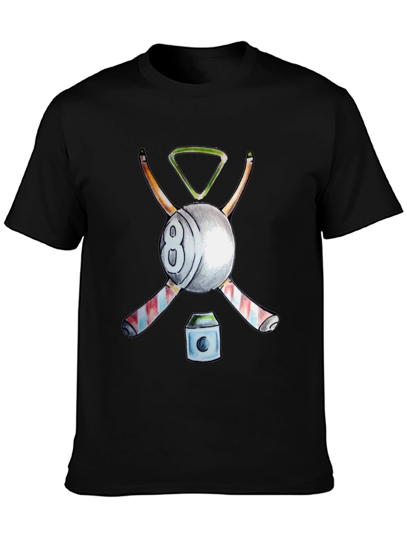 Billiards T-Shirt - 8 Ball Cue Rack Design
