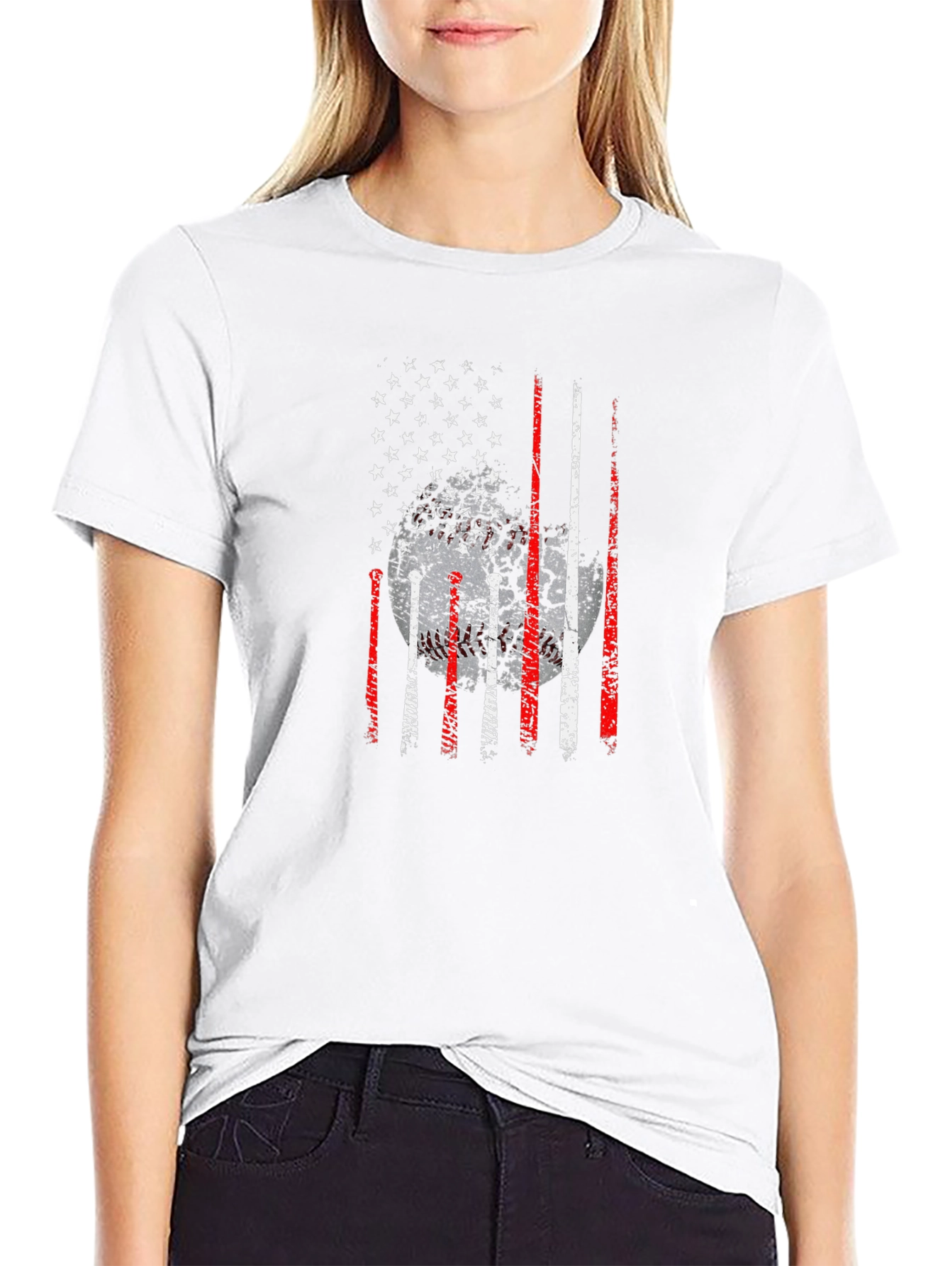Baseball USA Flag Graphic T-Shirt