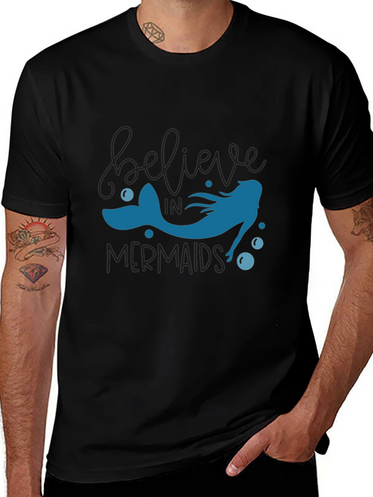 Believe in Mermaids T-Shirt - Black