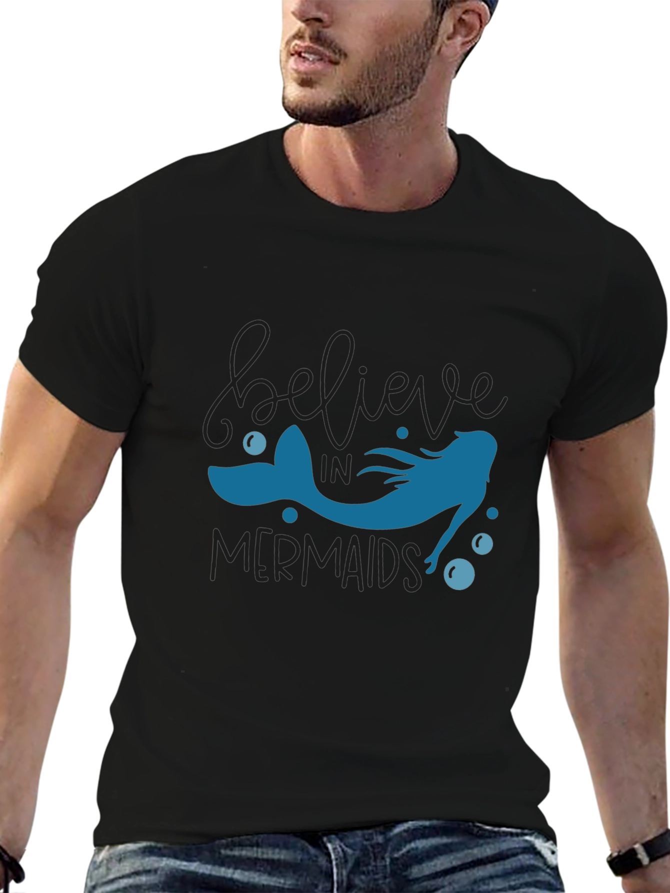 Believe in Mermaids T-Shirt - Black
