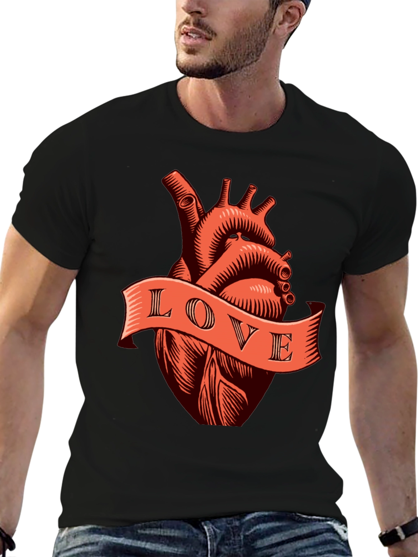 Anatomical Heart Love Tee - Black Graphic T-Shirt