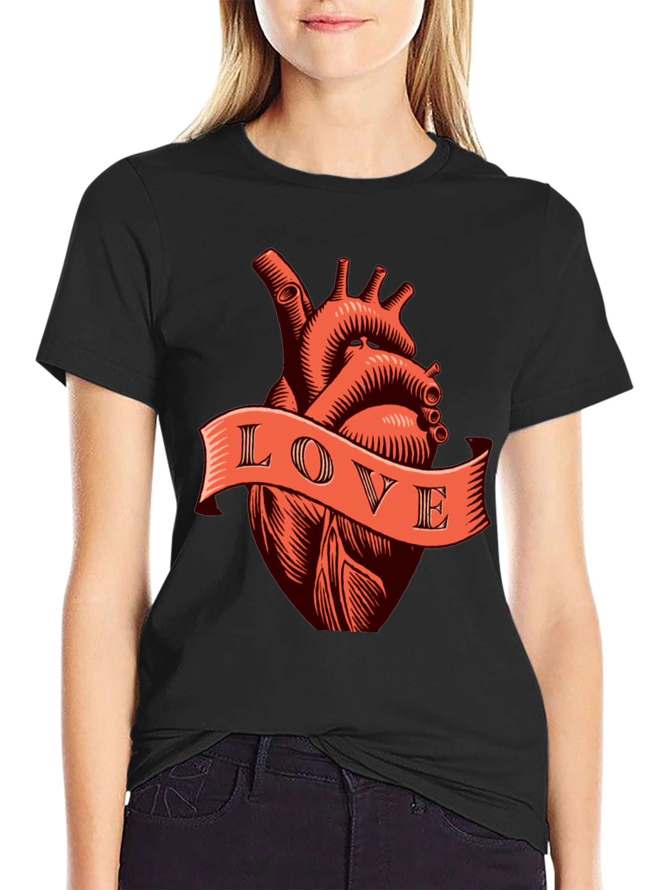 Anatomical Heart Love Tee - Black Graphic T-Shirt
