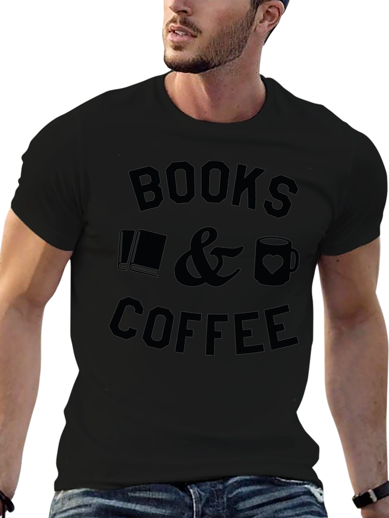 Books & Coffee Black Graphic Tee - Unisex