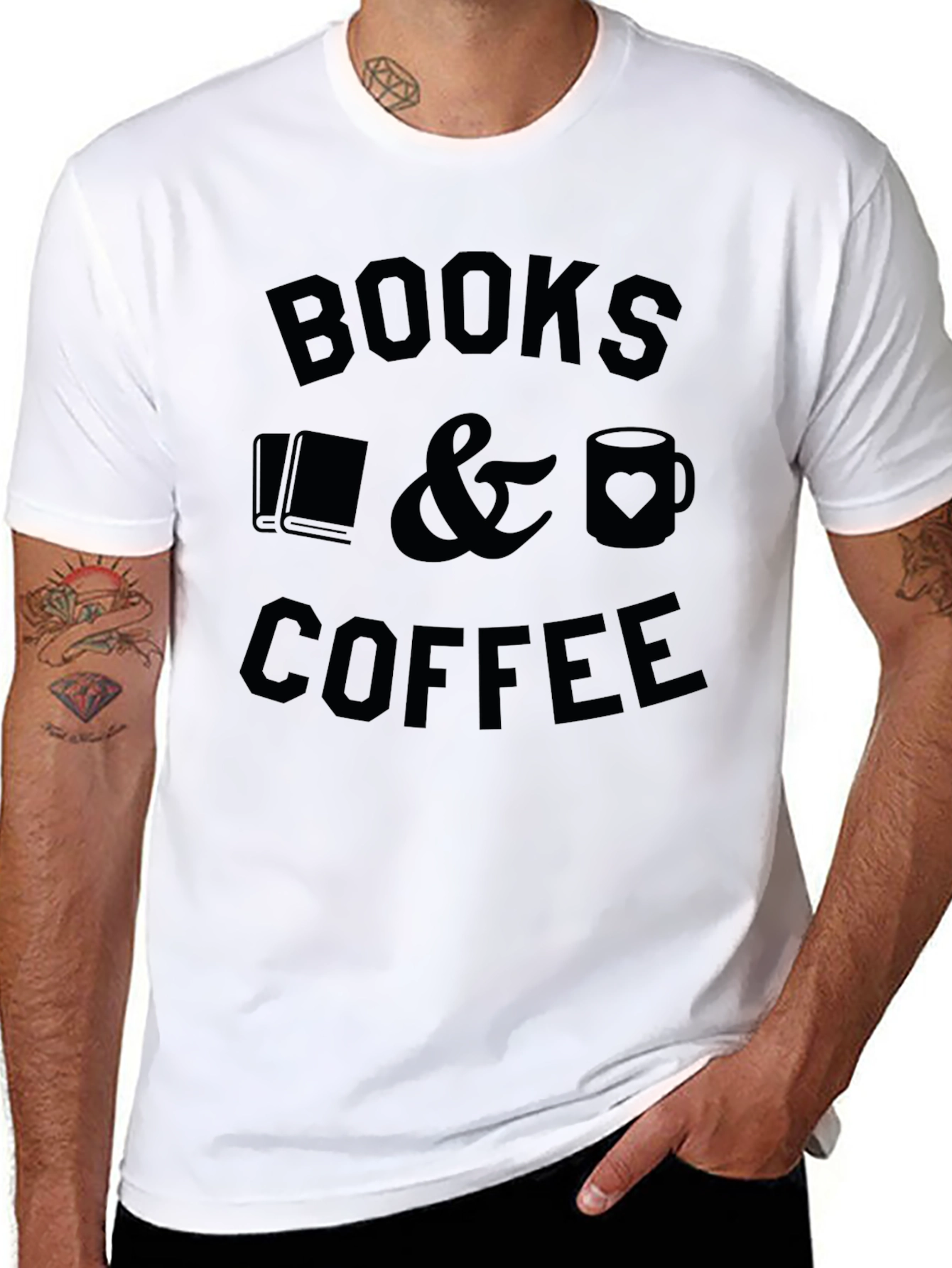 Books & Coffee Black Graphic Tee - Unisex