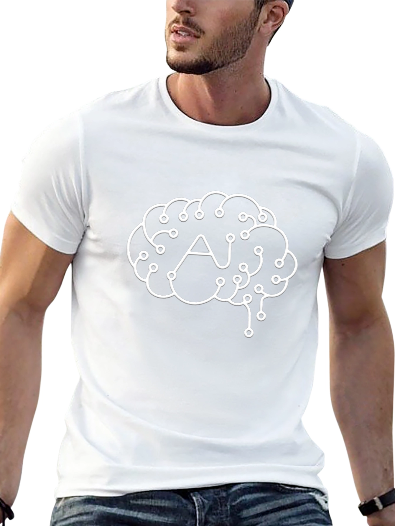 AI Brain Graphic Tee - Black