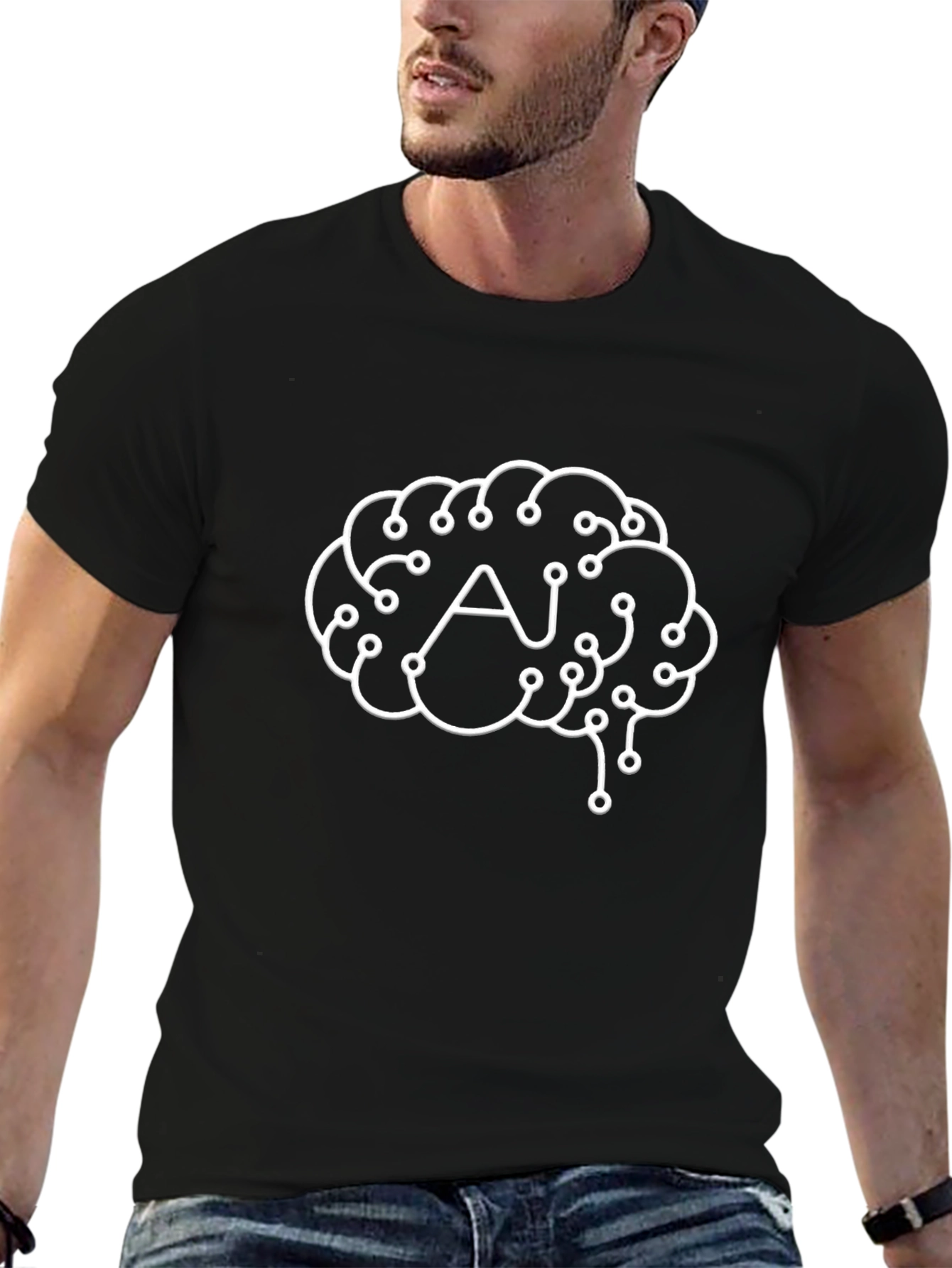 AI Brain Graphic Tee - Black