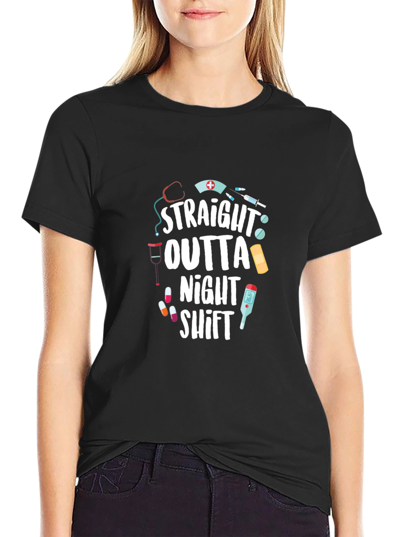 Straight Outta Night Shift T-Shirt - Nurse Gift