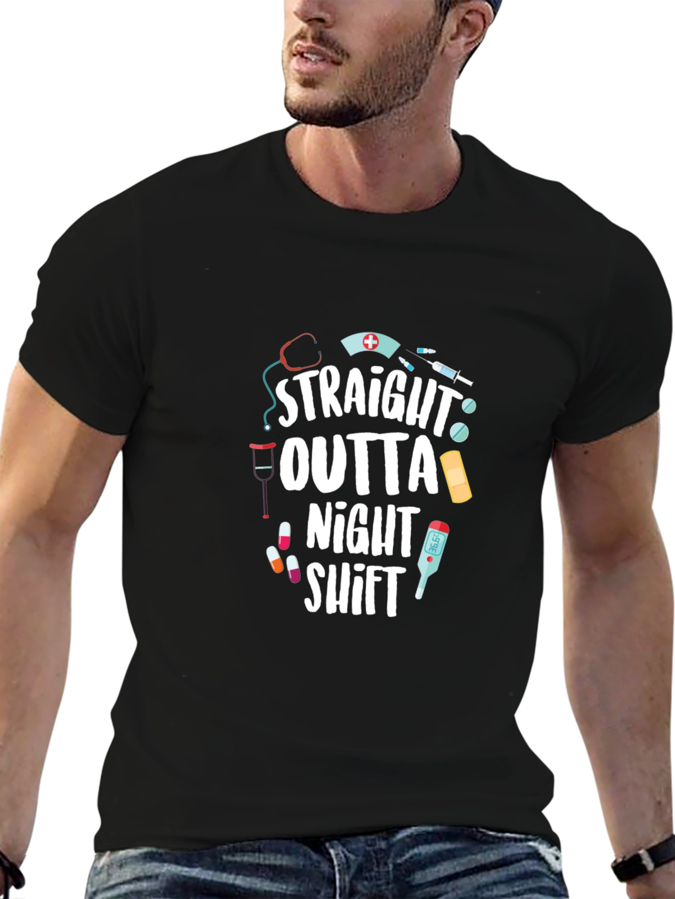 Straight Outta Night Shift T-Shirt - Nurse Gift