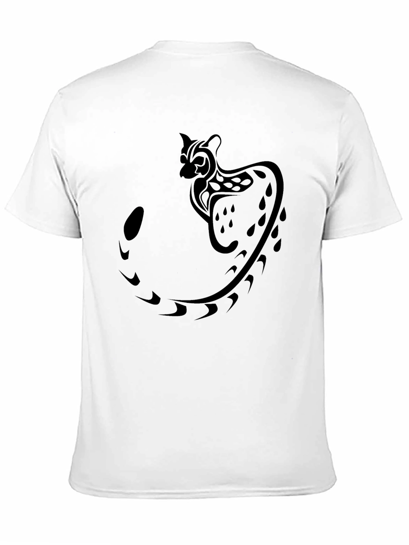 Tribal Cat Graphic Black T-Shirt